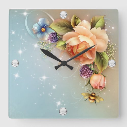 Diamond Girl 4 Square Wall Clock