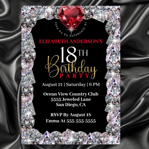 Diamond Glam 18th Birthday Invitation