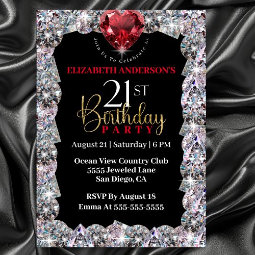 Diamond Glam 21st Birthday Invitation