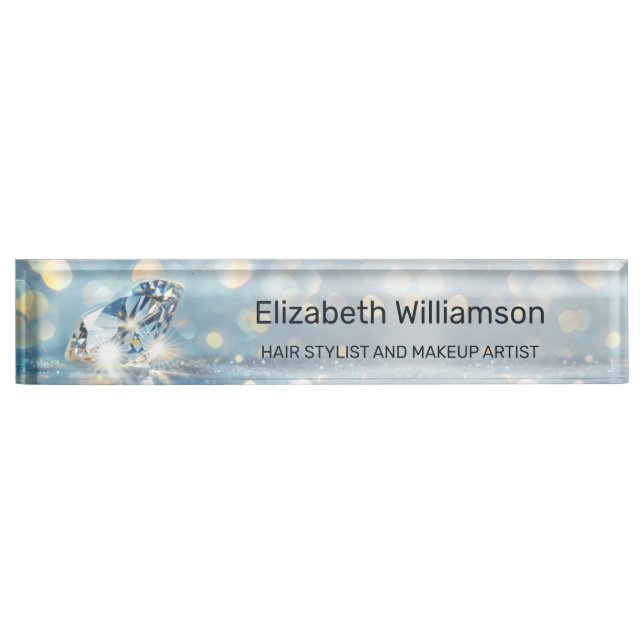 Diamond Glam Beauty Salon Desk Name Plate (Front)