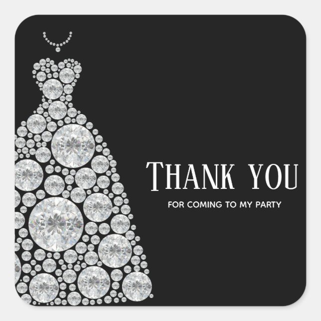 Diamond Glam Gown Dresses Square Sticker (Front)