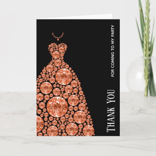 Diamond Glam Gown Dresses Thank You Card
