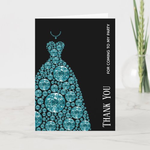Diamond Glam Gown Dresses Thank You Card