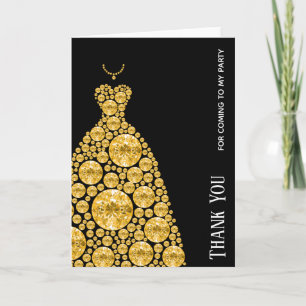 Diamond Glam Gown Dresses Thank You Card