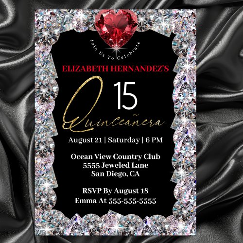 Diamond Glam Quinceanera 15th Birthday Invitation