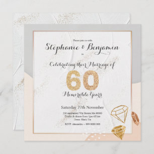 Diamond Glitter 60th Wedding Anniversary Elegant Invitation