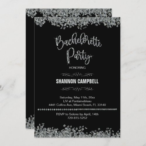 Diamond  Glitter Bachelorette Party Bling Invitation
