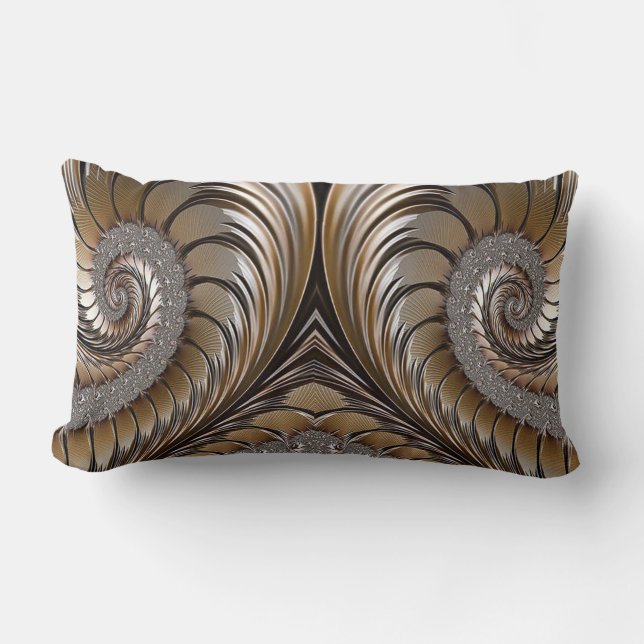 Diamond Glitter, Bronze, Gold and Marble Lumbar Pillow (Front)