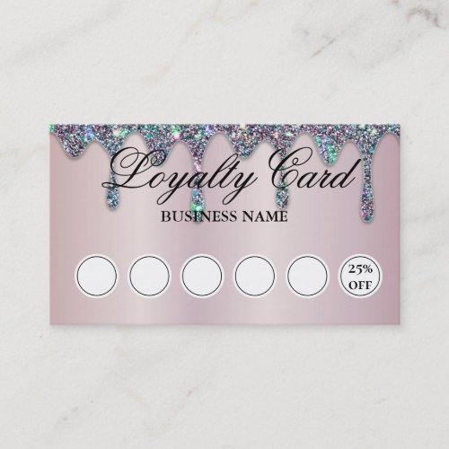 Diamond Glitter Drips Nail Salon Lilac Loyalty Business Card