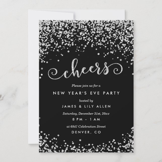 Diamond Glitter Look New Years Eve Party Invitation (Front)