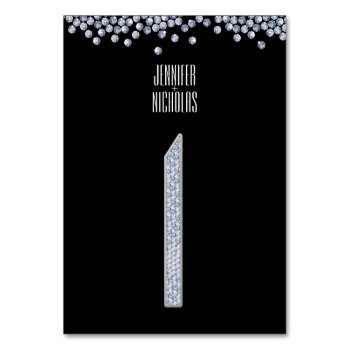 Diamond Glitter Wedding Reception Table Number One by Truly_Uniquely at Zazzle