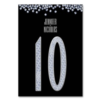 Diamond Glitter Wedding Reception Table Number Ten by Truly_Uniquely at Zazzle