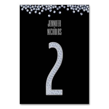 Diamond Glitter Wedding Reception Table Number Two by Truly_Uniquely at Zazzle
