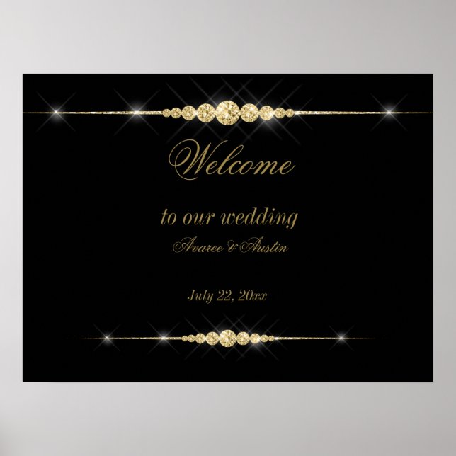 Diamond Glitter Welcome to Our Wedding Poster (Front)