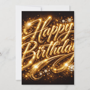 Diamond Glow Birthday — 3D Golden Invitation
