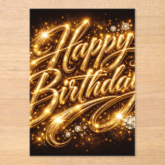 Diamond Glow Birthday — 3D GoldenFolded Invitation