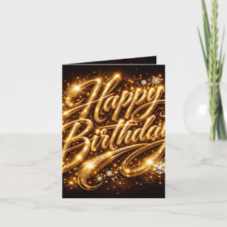 Diamond Glow Birthday — 3D GoldenFolded Invitation