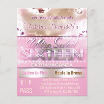 Diamond Glow Sweet Sixteen Vip Pass [pink Champ] by TreasureTheMoments at Zazzle