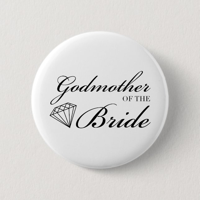 Diamond Godmother of Bride Black Button (Front)