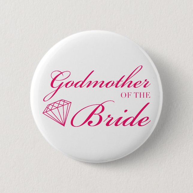 Diamond Godmother of Bride Pink Button (Front)