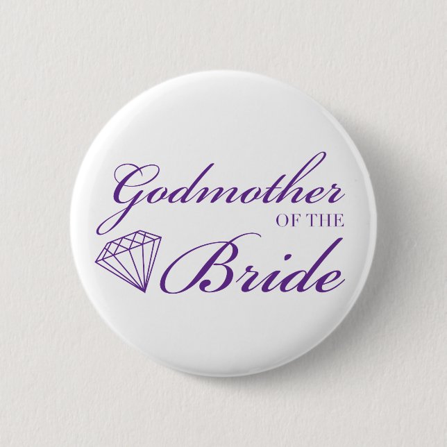 Diamond Godmother of Bride Purple Pinback Button (Front)