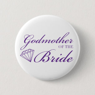 Diamond Godmother of Bride Purple Pinback Button