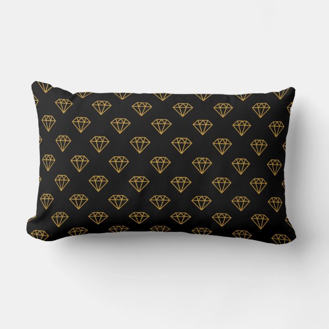 Diamond - Gold Brown on Black Lumbar Pillow (Front)