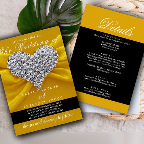 Diamond gold Elegant Calligraphy Beautiful Wedding Invitation