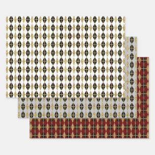 Diamond & Gold Grid Trio II Wrapping Paper Sheets