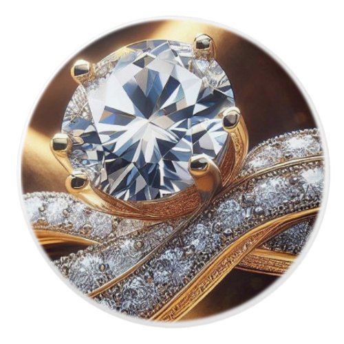 Diamond Gold Ring Ceramic Knob