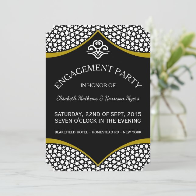 Diamond Gold Wedding Engagement Invitation (Standing Front)