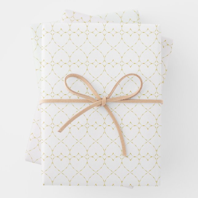 Diamond Golden Hearts Wrapping Paper Sheets (In situ)