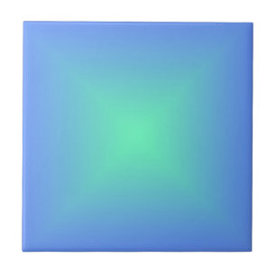 Diamond gradient blue to aquamarine green ceramic tile