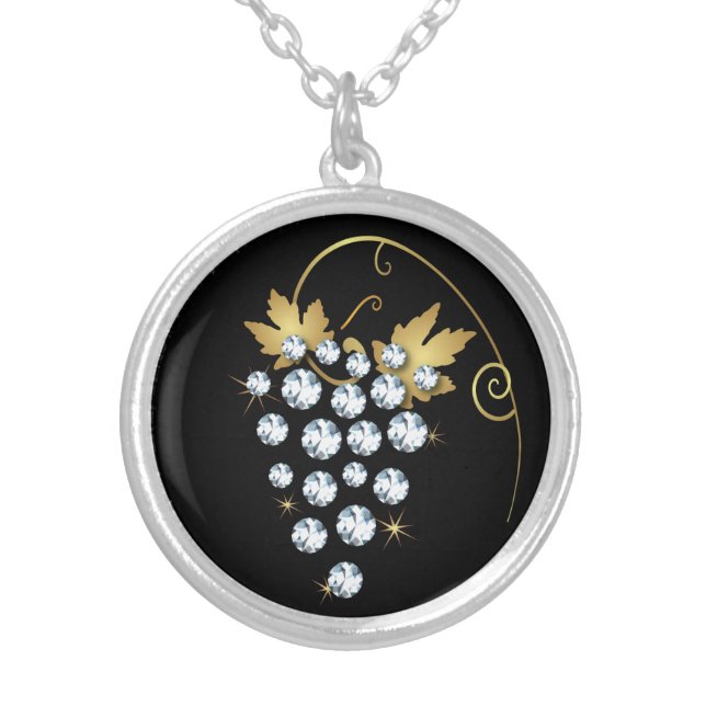 Diamond Grapes Rhinestone Design Necklace (Front)