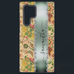 Diamond Green Paisley  Calligraphy Monogram Name Samsung Galaxy S22 Ultra Case<br><div class="desc">Any glitter or diamonds in design are photos and simulated. This design may be personalized in the area provided by changing the photo and/or text. Or it can be customized by clicking Personalize this Template and then choosing the click to customize further option and delete or change the color of...</div>