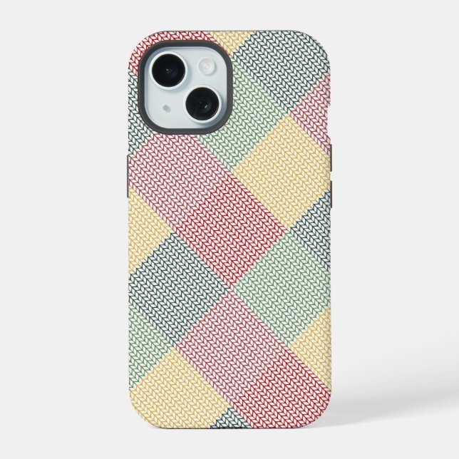 Diamond Grid Pattern Modern Holiday Christmas Iphone Case (Back)