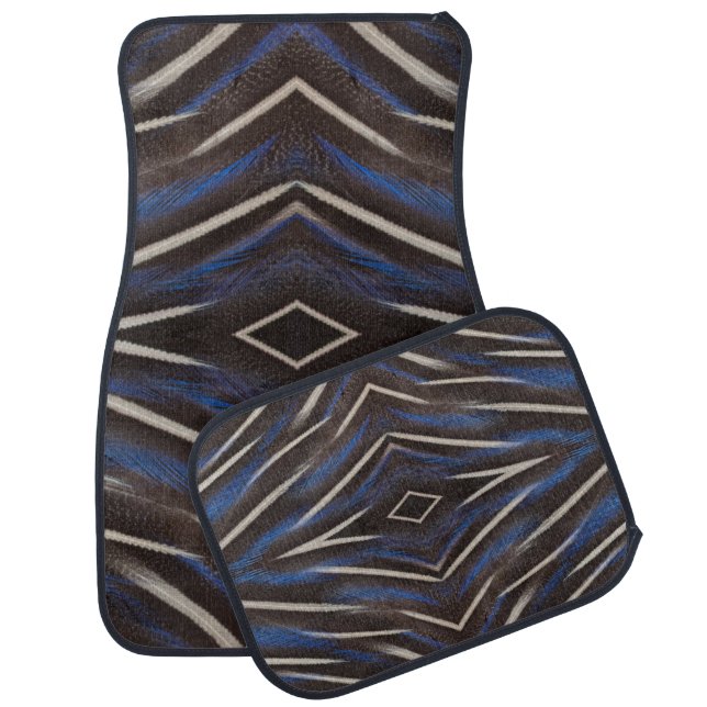Diamond guinea fowl feather design car floor mat (Set)