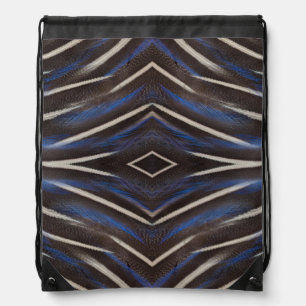 Diamond guinea fowl feather design drawstring bag