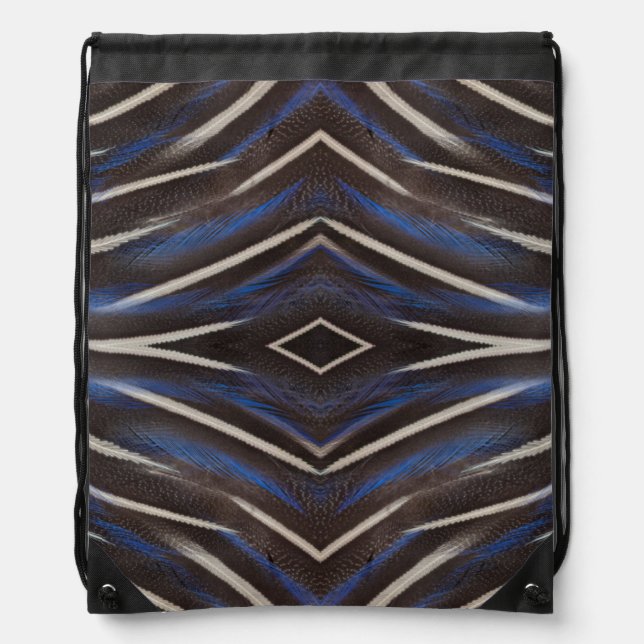 Diamond guinea fowl feather design drawstring bag (Front)