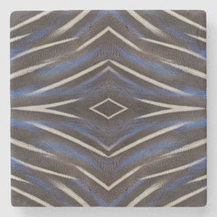 Diamond guinea fowl feather design stone coaster
