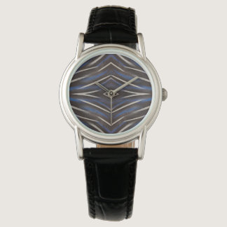 Diamond guinea fowl feather design watch