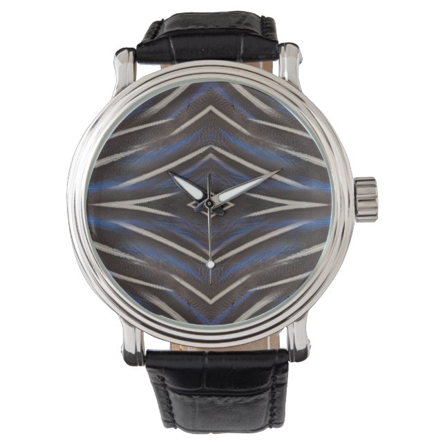 Diamond guinea fowl feather design watch (Front)