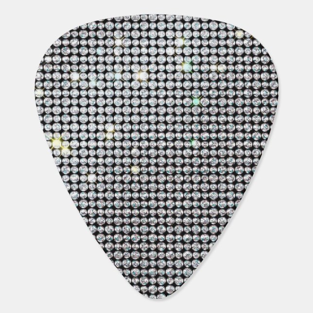 Diamond Guitar Picks brilliant Pick white crystals (Back)