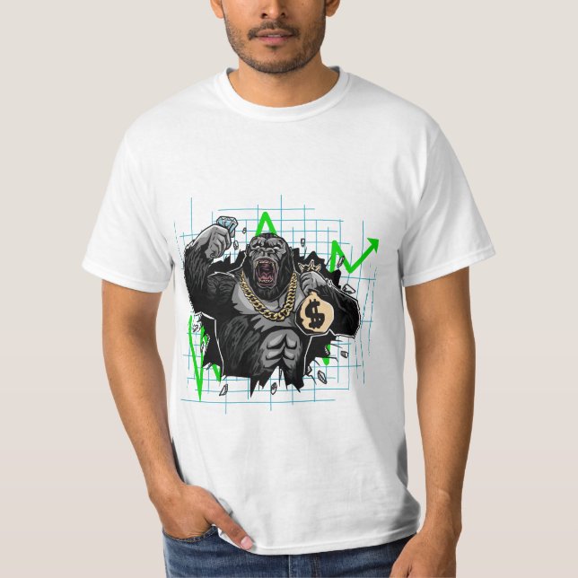 Diamond Handed Ape Stock Market Chart T-Shirt (Front)