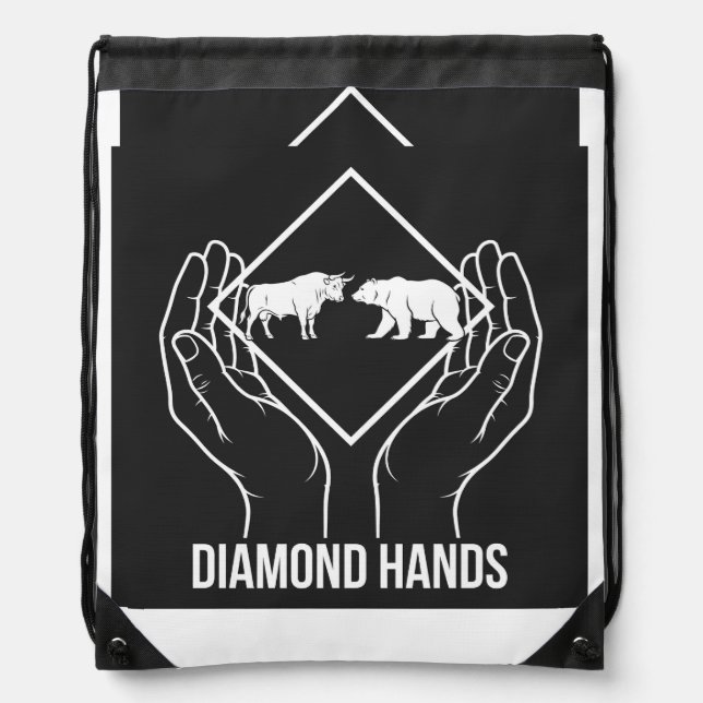 Diamond Hands — Drawstring Backpack (Front)