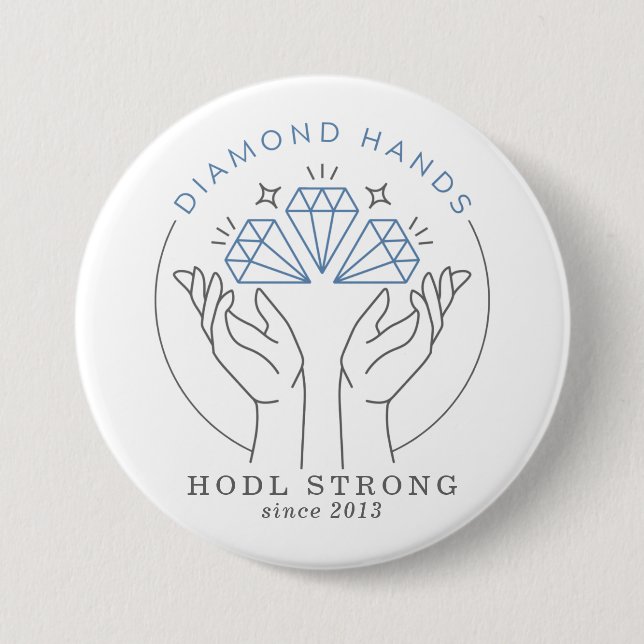 Diamond Hands Stock & Crypto Trader Funny Button (Front)