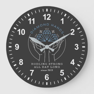 Diamond Hands Stock & Crypto Trader Funny Large Clock