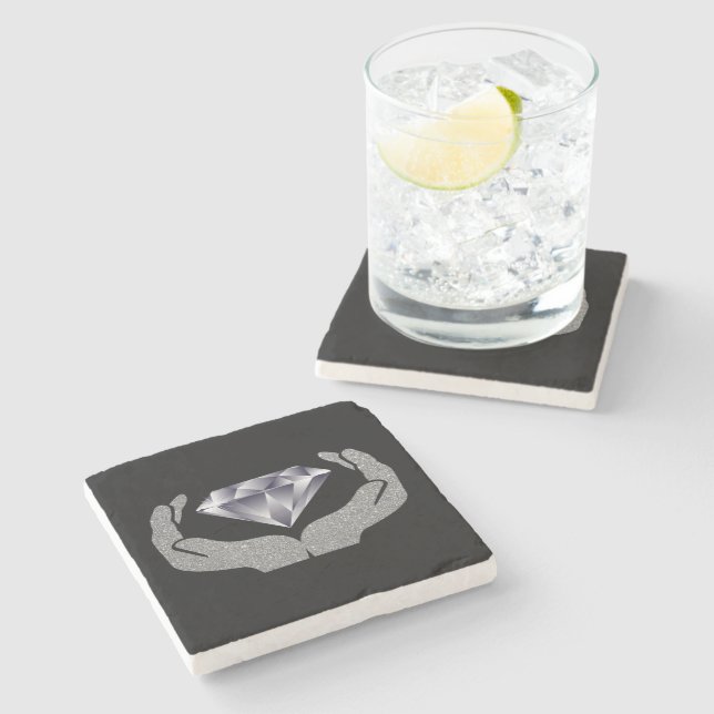 Diamond Hands Stone Coaster (Side)