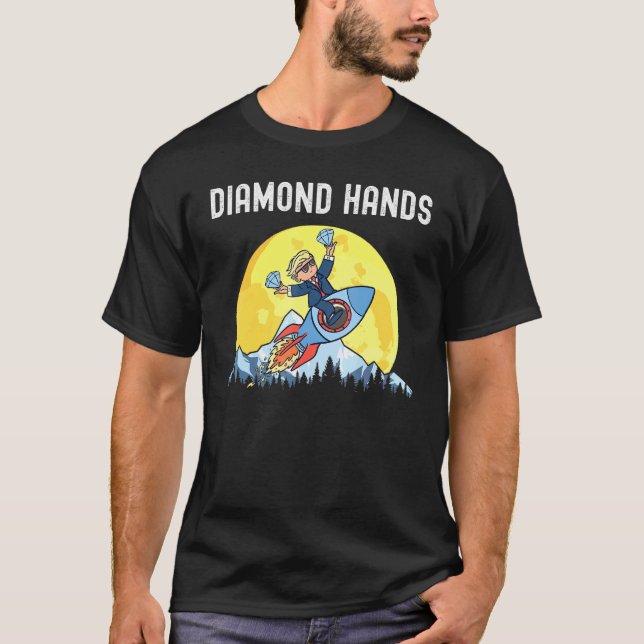 Diamond Hands Wallstreetbets Amc To The Moon Meme  T-Shirt (Front)