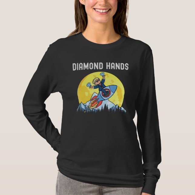 Diamond Hands Wallstreetbets Amc To The Moon Meme  T-Shirt (Front)